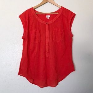 Sleeveless Red Blouse